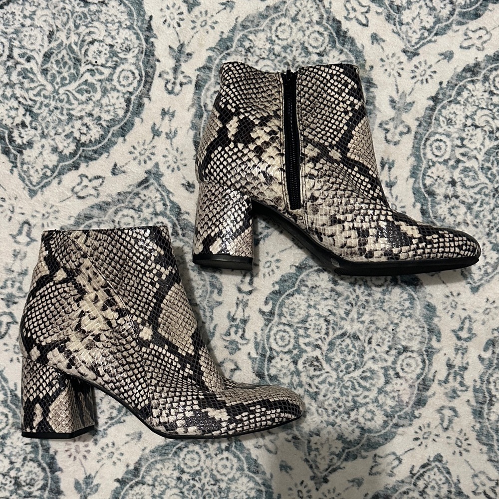 INC International Concepts Snakeskin Pattern Ankle Boots